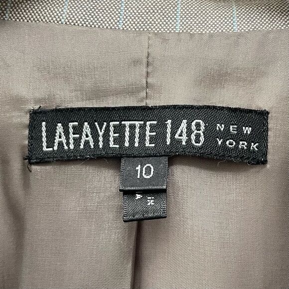 Lafayette 148 Single Button Suit Blazer Gray With Blue Pinstripe Women’s Size 10 - Picture 7 of 11